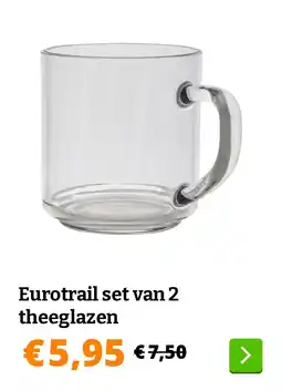 Obelink Eurotrail set van 2 theeglazen aanbieding
