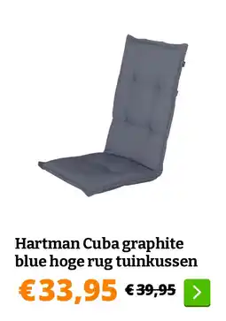 Obelink Hartman Cuba graphite blue hoge rug tuinkussen aanbieding