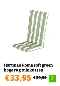 Obelink Hartman Roma soft green hoge rug tuinkussen aanbieding