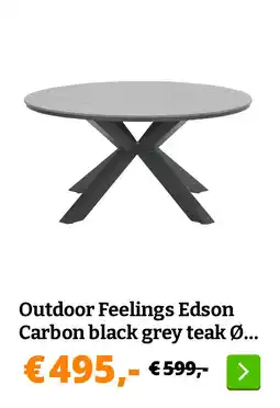 Obelink Outdoor Feelings Edson Carbon black grey teak Ø 148 cm tuintafel aanbieding