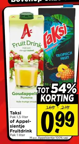 Vomar Voordeelmarkt Taksi of appelsientje fruitdrink aanbieding