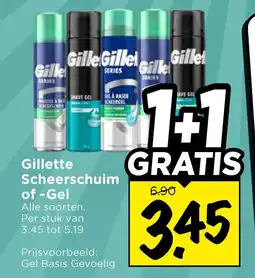 Vomar Voordeelmarkt Gillette scheerschuim of gel aanbieding