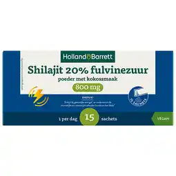 Holland & Barrett 1+1 gratis | Holland & Barrett Shilajit 20% Fulvinezuur Poeder Met Kokossmaak - 15 sachets aanbieding