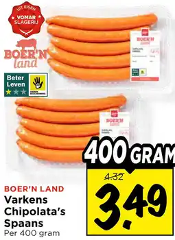Vomar Voordeelmarkt Boer'n land varkens chipolata's spaans aanbieding