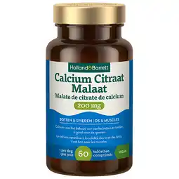Holland & Barrett 1+1 gratis | Holland & Barrett Calcium Citraat Malaat 200 mg - 60 tabletten aanbieding