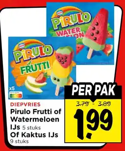 Vomar Voordeelmarkt Diepvries pirulo frutti of watermeloen ijs of kaktus ijs aanbieding