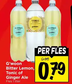 Vomar Voordeelmarkt G'woon bitter lemon, tonic of ginger ale aanbieding