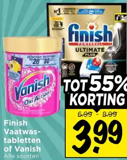 Vomar Voordeelmarkt Finish Vaatwas -tabletten of vanish aanbieding