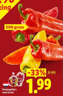 Lidl Punt paprika's rood of mix aanbieding