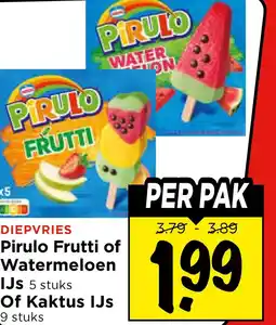 Vomar Voordeelmarkt DIEPVRIES Pirulo Frutti of Watermeloen IJs 5 stuks Of Kaktus IJs aanbieding