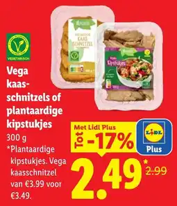 Lidl Vega kaasschnitzel of plantaardige kipstukjes aanbieding