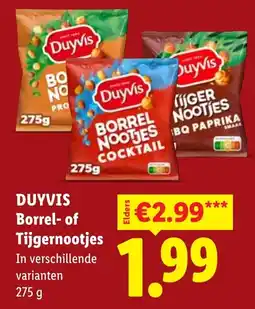 Lidl Duyvis Borrel- of Tijgernootjes aanbieding