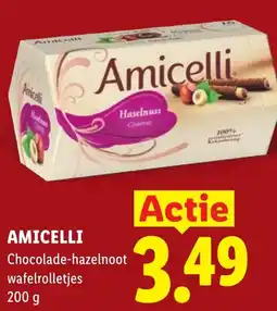 Lidl Amicelli Chocolade-hazelnoot wafelrolletjes aanbieding