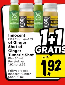 Vomar Voordeelmarkt Innocent of Ginger Shot of Ginger Tumeric Shot aanbieding