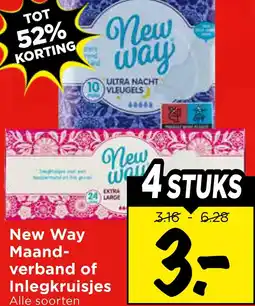 Vomar Voordeelmarkt New Way Maand- verband of Inlegkruisjes aanbieding