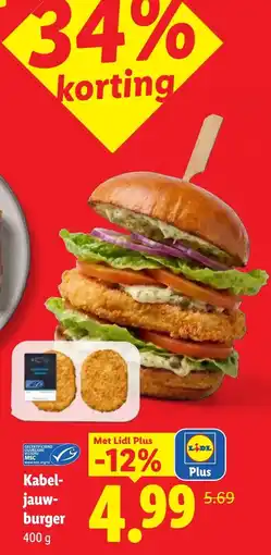Lidl Kabeljauwburger aanbieding