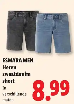 Lidl Esmara Men Heren sweatdenim short aanbieding