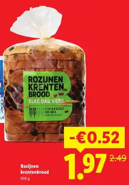 Lidl Rozijnen krentenbrood aanbieding
