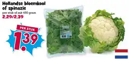 Boon`s Markt Hollandse bloemkool of spinazie aanbieding