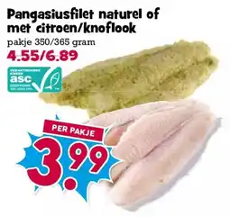 Boon`s Markt Pangasiusfilet naturel of met citroen/knoflook aanbieding