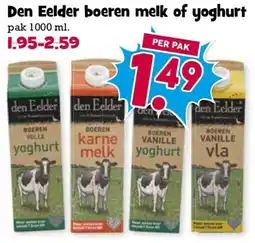 Boon`s Markt den Elder boeren melk of yoghurt aanbieding