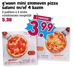 Boon`s Markt g'woon mini steenoven pizza salami en/of 4 kazen aanbieding