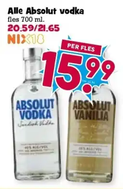 Boon`s Markt Alle Absolut vodka aanbieding