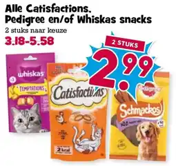 Boon`s Markt Alle Catisfactions, Pedigree en/of Whiskas snacks aanbieding