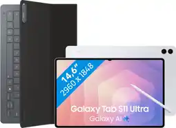 Coolblue Samsung Galaxy Tab S11 Ultra 14,6 inch 256GB Wifi Zilver + Toetsenbord Hoes QWERTY aanbieding