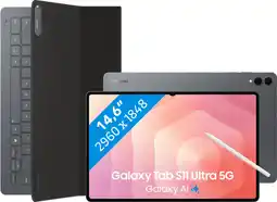 Coolblue Samsung Galaxy Tab S11 Ultra 14,6 inch 512GB Wifi Grijs + Toetsenbord Hoes QWERTY aanbieding