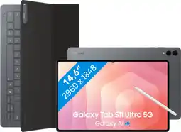 Coolblue Samsung Galaxy Tab S11 Ultra 14,6 inch 512GB Wifi en 5G Grijs + Toetsenbord Hoes QWERTY aanbieding