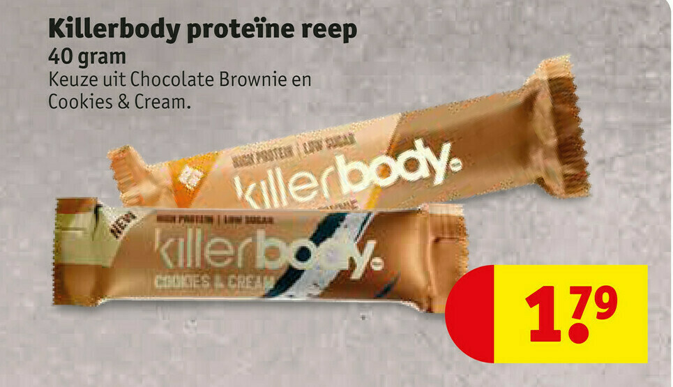 Killerbody proteine reep aanbieding bij Kruidvat