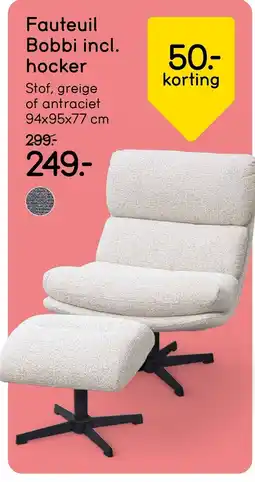 Leen Bakker Fauteuil Bobbi incl. hocker aanbieding