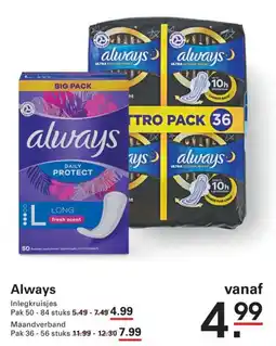 Sligro Always Inlegkruisjes aanbieding