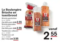 Sligro La Boulangère brioche en toastbrood aanbieding