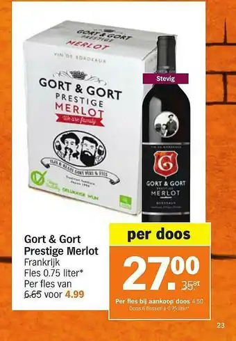 Albert Heijn Gort & Gort Pretige Merlot aanbieding