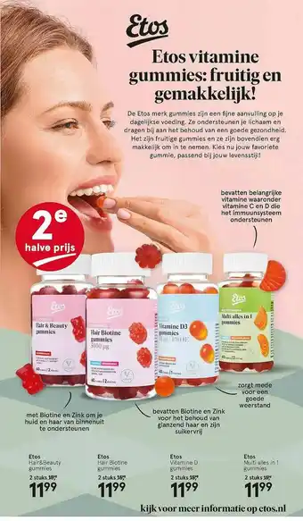 Etos Etos Hair&Beaut Gummies Of Etos Hair Biotine Gummies Of Etos Vitamine D Gummies Of Etos Multi Alies In 1 Gummies aanbieding