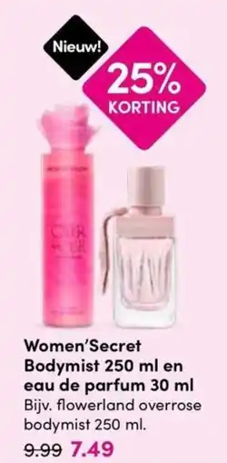 Drogisterij Visser Women'Secret Bodymist 250 ml en eau de parfum 30 ml aanbieding