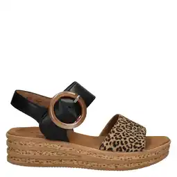 Wehkamp Gabor leren sandalen met panterprint zwart/beige aanbieding