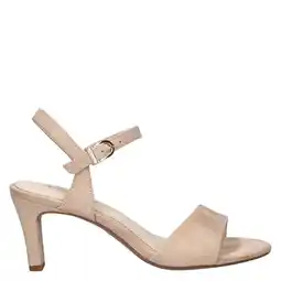 Wehkamp Tamaris suède sandalen met hak beige aanbieding