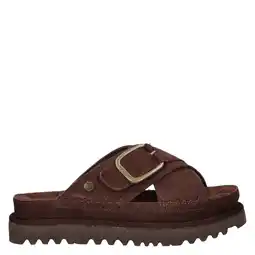 Wehkamp Warmbat Australia suède slippers met plateauzool bruin aanbieding