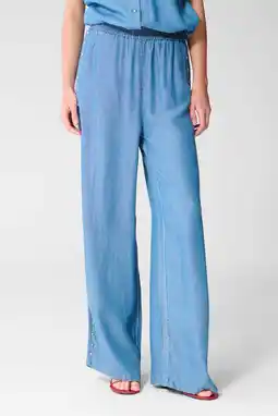 Wehkamp Shoeby wide leg regularwaist broek medium blue denim aanbieding