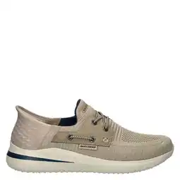 Wehkamp Skechers Delson 3.0 slip-on sneakers taupe aanbieding
