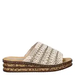 Wehkamp Rieker slippers met sleehak ecru aanbieding