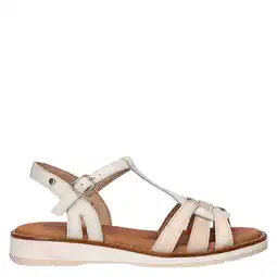 Wehkamp Pikolinos Roquetas leren sandalen met sleehak ecru aanbieding
