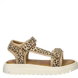 Wehkamp Nelson Kids leren sandalen met panterprint beige/zwart aanbieding