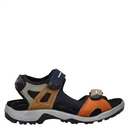 Wehkamp Ecco Off-Road suede sandalen chunky zwart/oranje/grijs aanbieding