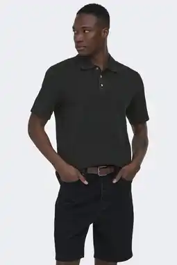 Wehkamp ONLY & SONS regular polo met ingebreid patroon zwart aanbieding