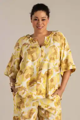 Wehkamp Yest Curve gebloemde blousetop geel aanbieding