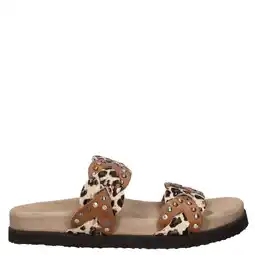Wehkamp Maruti Evie slippers met panterprint beige/cognac aanbieding